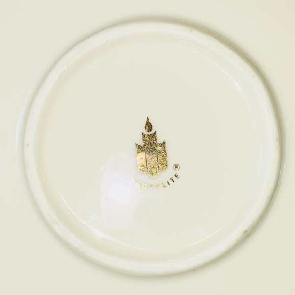 Partylite Tea for Two 5pc Votive Candle Holders Teapot Cups Saucers Ivory & Gold - Picture 10 of 15